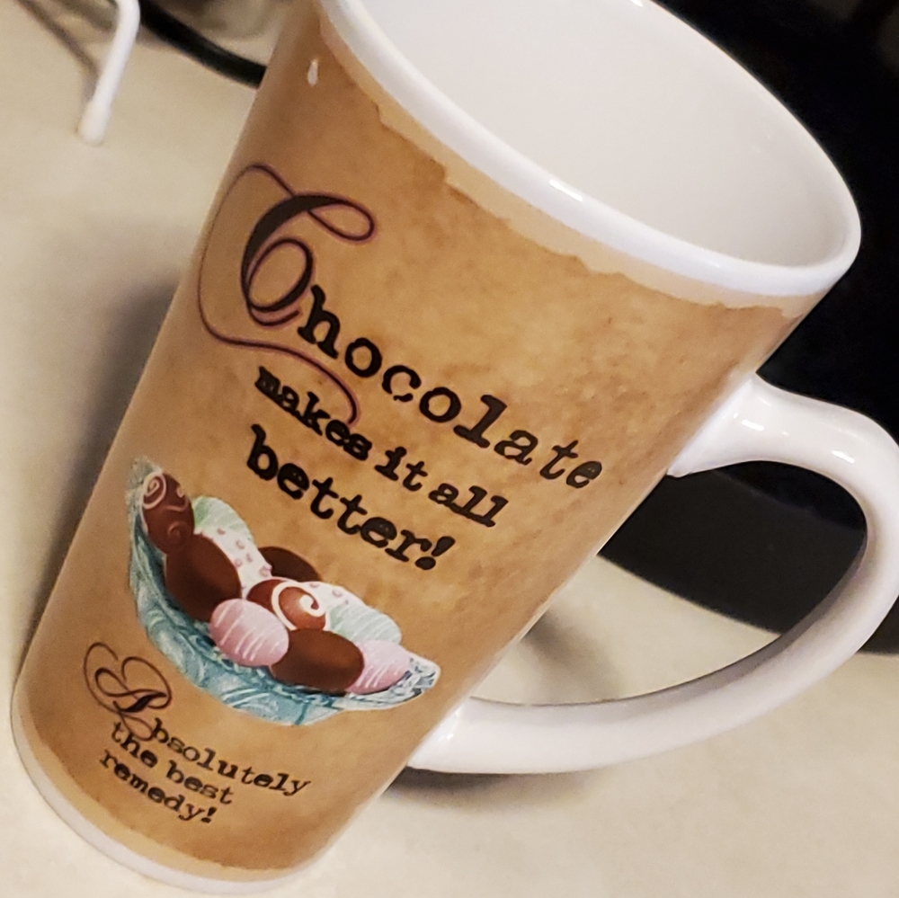 Chocolate makes it all better tall coffee mug